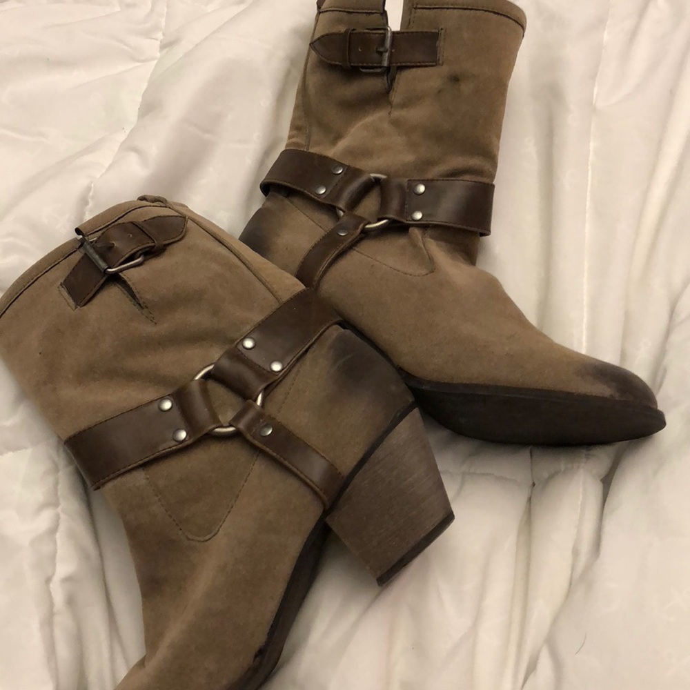 Distressed calf booties